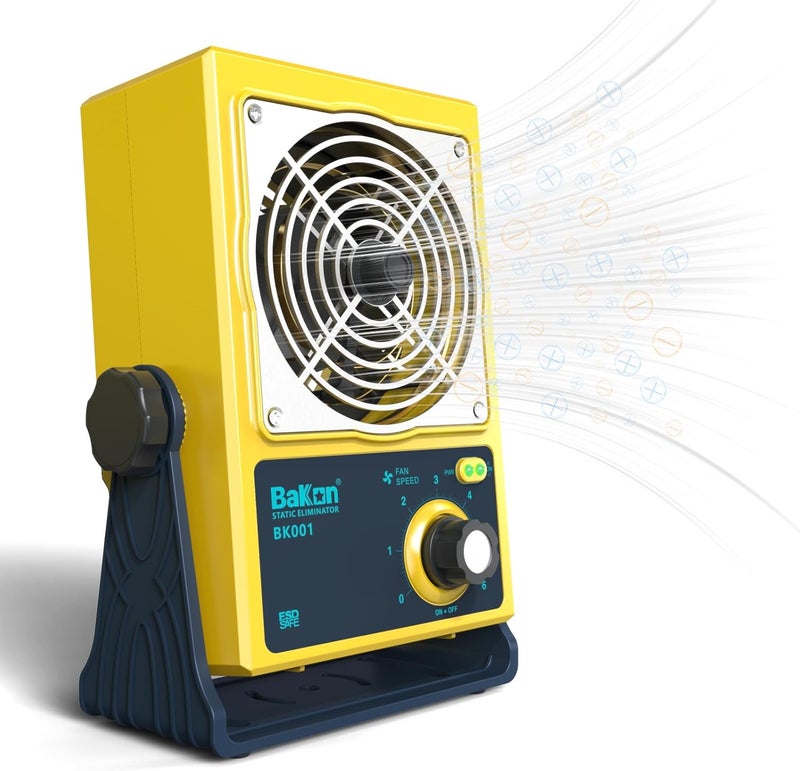 BAKON Anti-Static Ion Fan, Ion Electric Fan, Static Eliminator, Electronic Manufacturing Maintenance, Scientific Research Laboratory, Chip Packaging to Eliminate Static Electricity (BK001-Yellow) - Image 1